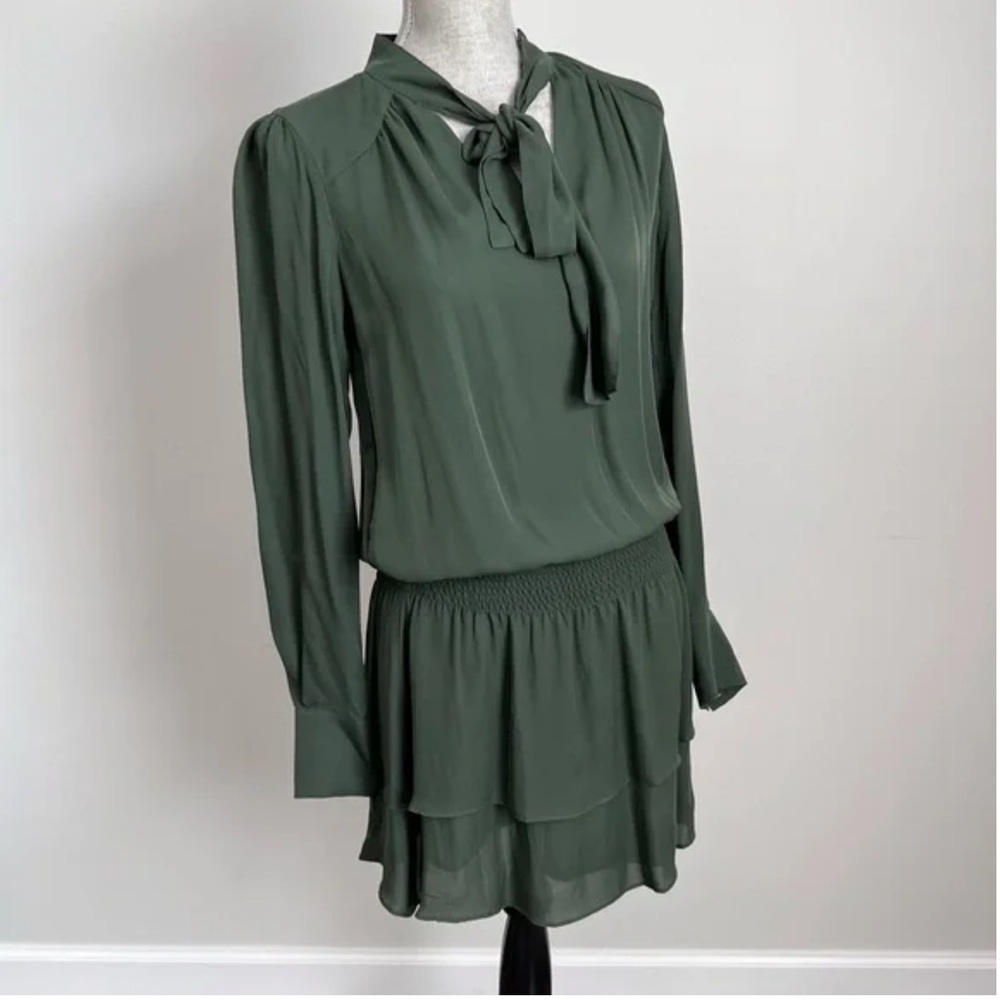 Parker Longsleeve Tie a front Ruffle Dress Sz XS